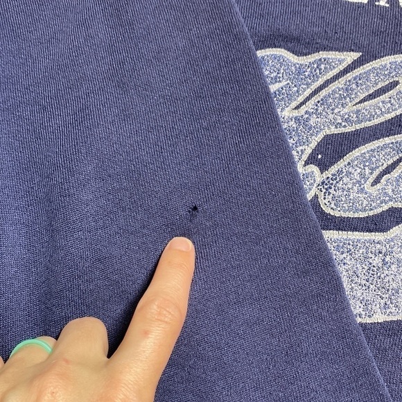 Vintage Georgetown University Hoyas Blue Raglan Sleeve Sweatshirt 80s Large - Picture 5 of 7